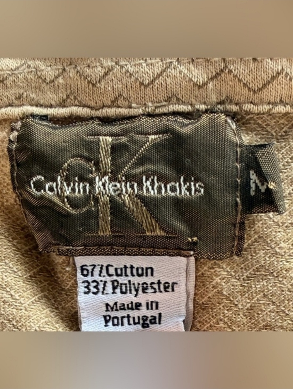 Calvin Klein Khakis Vintage Beige Polo Top Size Medium - Picture 3 of 13
